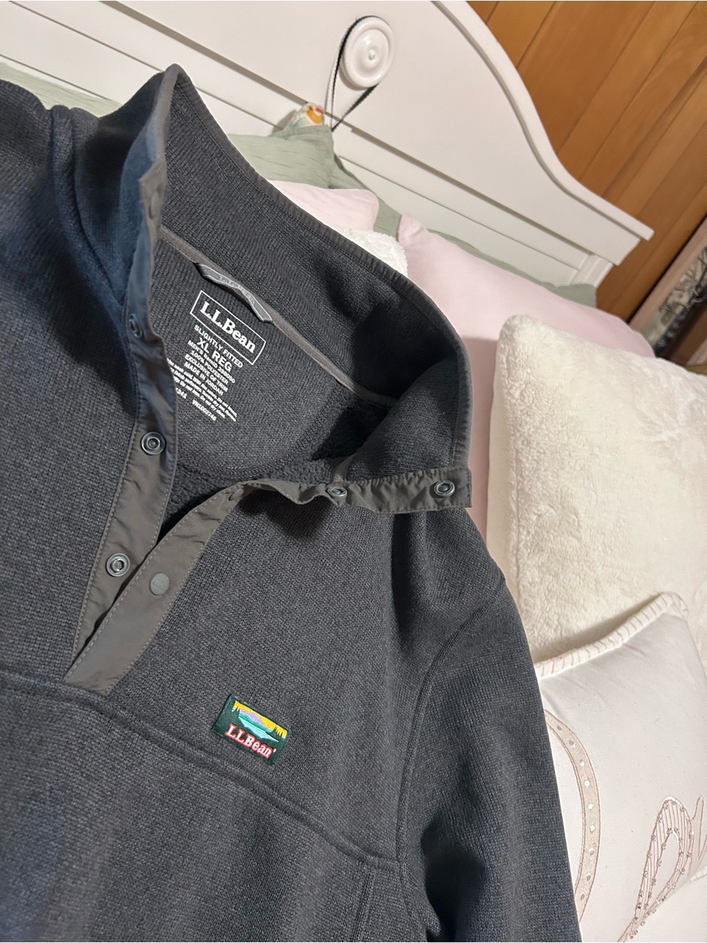 L.L. Bean Charcoal Half-Snap Fleece Pullover